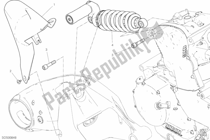 Todas as partes de Sospensione Posteriore do Ducati Supersport S USA 937 2017